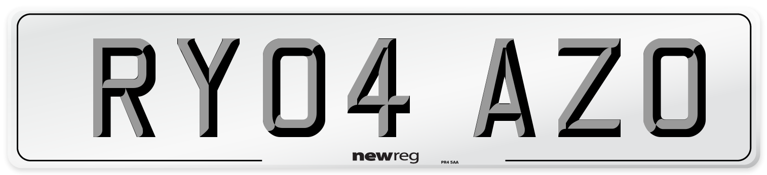 RY04 AZO Number Plate from New Reg